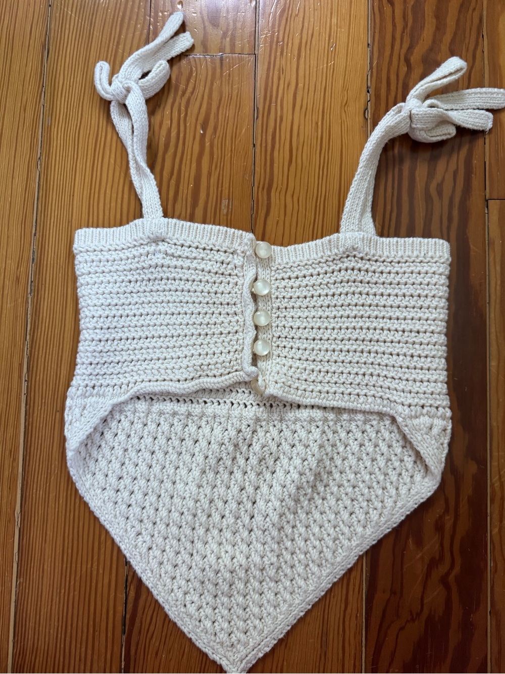 Urban Outfitters Crochet Knit Tie-Shoulder Bandeau Top - Picture 4 of 7